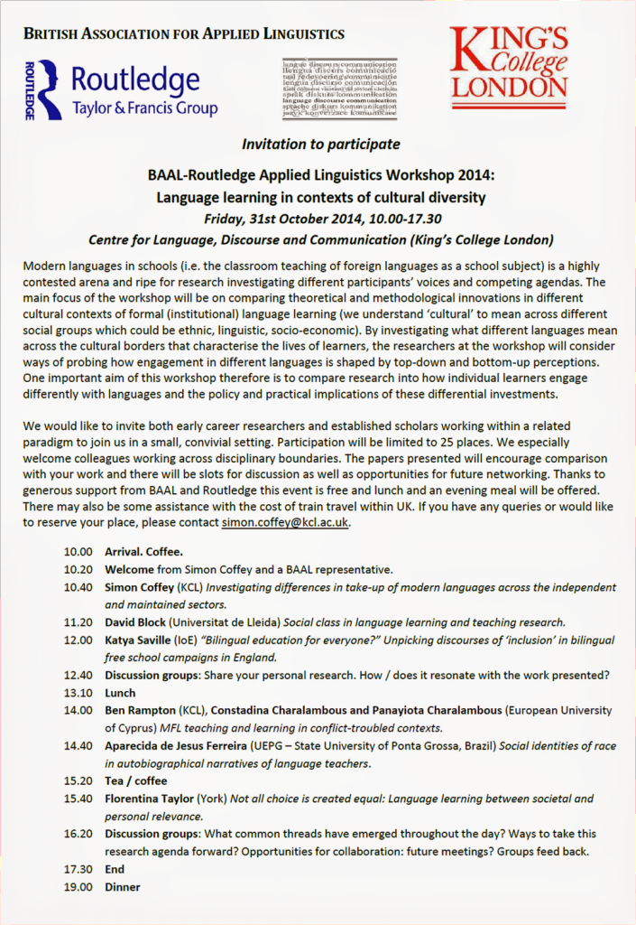 Palestra ministrada em Seminário King's College London: Aparecida de Jesus Ferreira